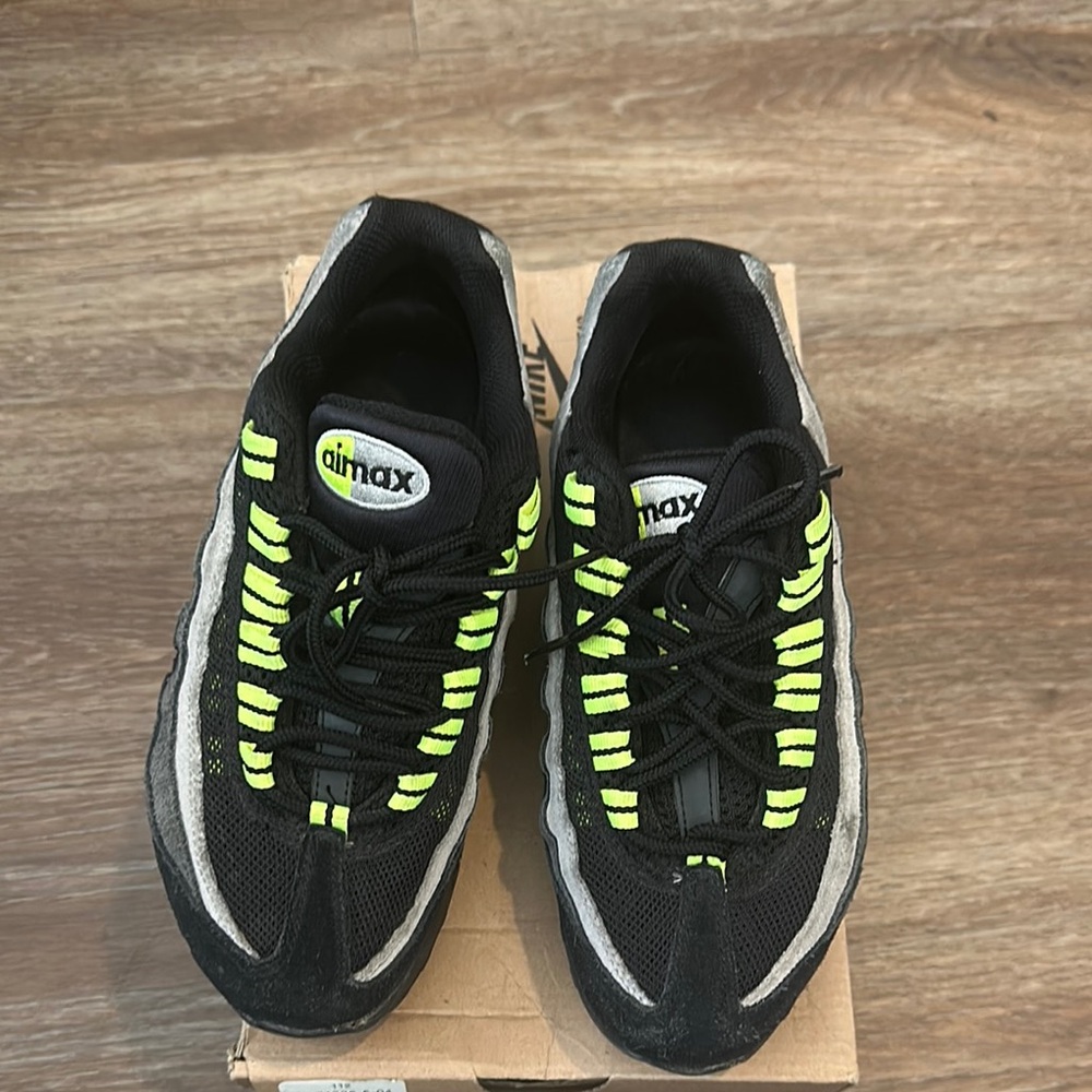 Nike Black and Neon Green Air Max 95 Sneakers